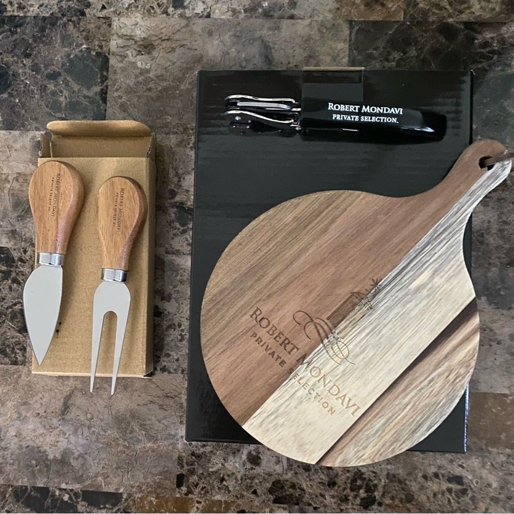 New, Small Cheese Board set with Wine bottle opener